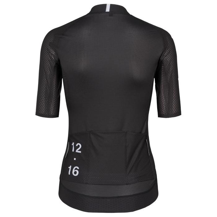 Black cycling jersey with short sleeves 