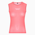 Pink sleeveless athletic top with a brand logo TwelveSixteen