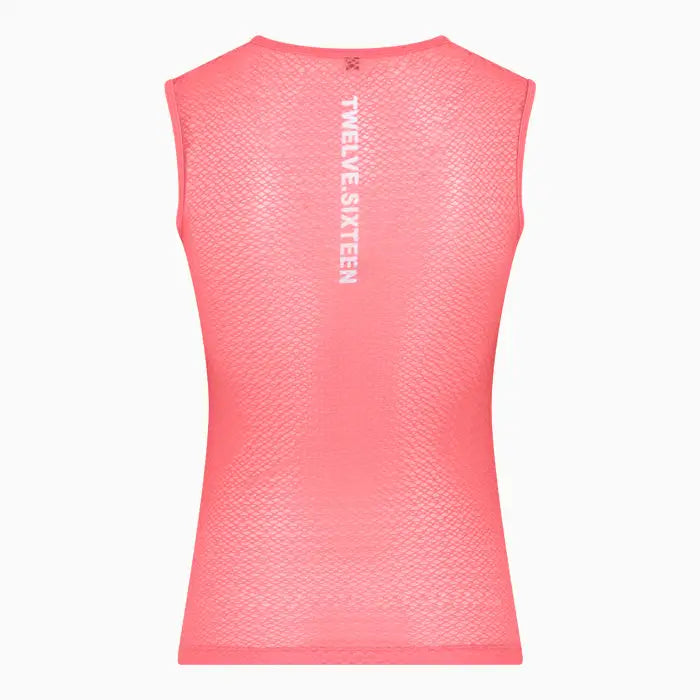 Pink sleeveless athletic top with 'TWELVE.SIXTEEN' branding 