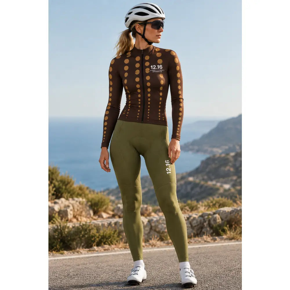 Women’s Sky Pro Long Bibs Kaki – Kvinde Cykelbukser - Lange Cykelbukser